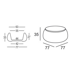 Table basse lumineuse - T Ball - dimensions