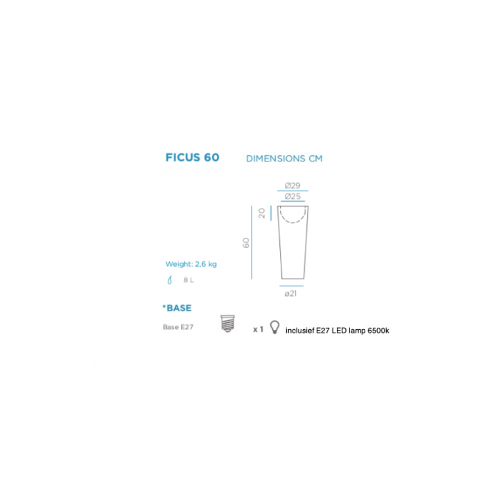 Pot de fleur lumineux - FICUS 60 - Newgarden