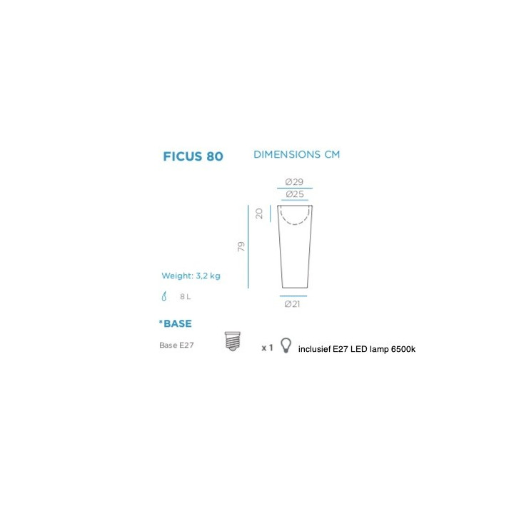 Pot de fleur lumineux - FICUS 80 - Newgarden