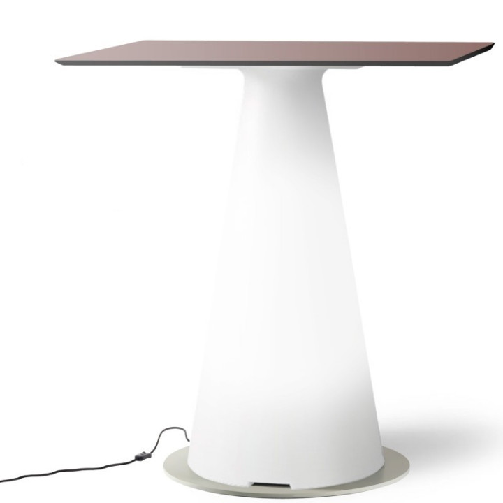 Table de bistrot lumineuse avec plateau carré de 70 cm - TIFFANY