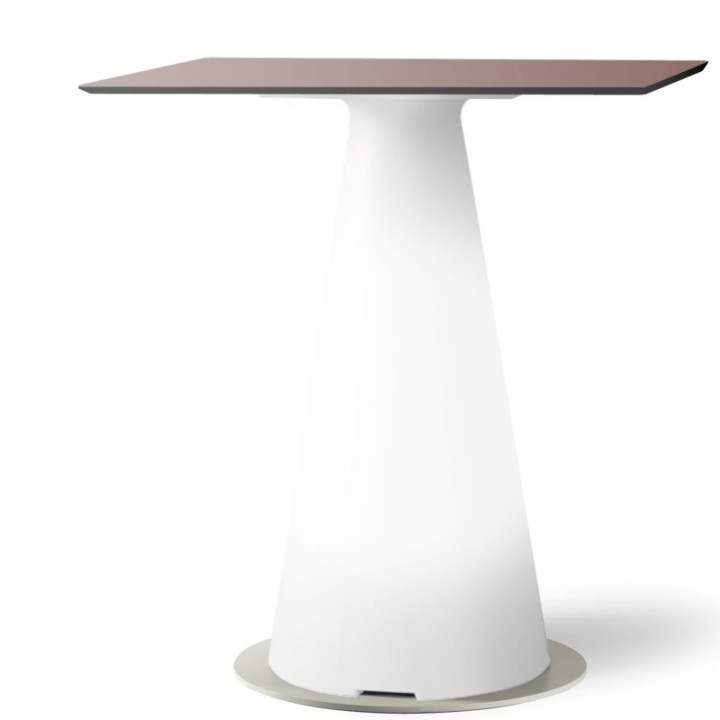 Table de bistrot lumineuse avec plateau carré de 70 cm - TIFFANY