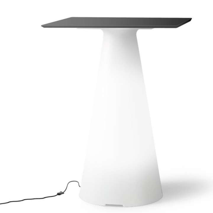Table de bistrot lumineuse avec plateau carré de 60 cm - TIFFANY - LYXO