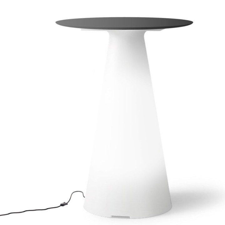 Table de bistrot lumineuse avec plateau rond Ø60 - TIFFANY - LYXO